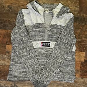 PINK Victoria's Secret Gray and White Womans Hoodie